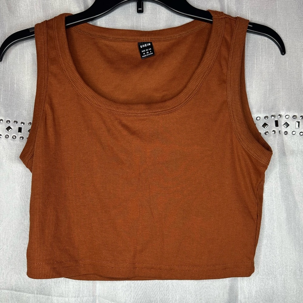 Medium Brown Cropped Tank Top